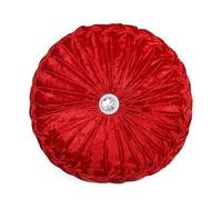 Diamond Round Cushions Stitched Filled Crushed Velvet Beautiful Diamante Sofa Cushion Bed Cushion Small & Large (Small 1x14 x14, Red)