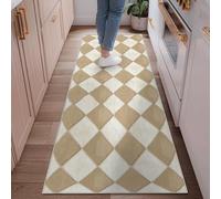 Diamond Runner Rug, Modern Minimalistic Geometric Textured N/a Beige Non-Slip Carpets Fade Resistant Home Aesthetic for Kitchen Entryway Bathroom Doorway Decor 2x6 Ft
