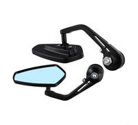 Diamond Shape Bar End Mirrors 22mm for Motorbike | Blue tinted glass reduces glare, clear day and for night vision, anti-dazzle technology, safe riding