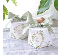 Diamond Shape Green Forest Style Candy Boxes Wedding Favors Bomboniere Paper Party Chocolate Gift Box 50pcs Christmas Decorations Thanks 100 Piece Set