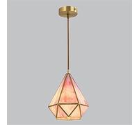 Diamond Shape Multicolored Glass Hanging Brass Chandelier Restaurant Dining Table Decoration Pendant Ligs Luxury Villa Copper Lamp Heig Adjustable