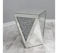 Diamond Shape Side Table Crushed Glass Mirrored Side Table