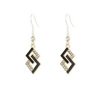 Diamond-Shaped Geometric Dangle Earrings with Cubic Zirconia