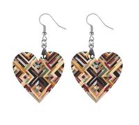 Diamond Shaped Geometric Wooden Earrings for Women, Vintage Elegant Wood Jewelry, Lightweight Earrings for Wedding, Party, Everyday Jewelry Gift, Circular, Wood, wood
