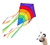 Diamond-shaped kite, with storage bag and line board, rainbow long-tailed kite, suitable for adults and children, suitable for outdoor activities such as parks, beaches, picnics, camping, etc.