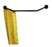 Diamond Shaped Shower Curtain Rail Rack (Both Sides: 43-65cm, Middle:51-66cm) Stretchable True 304 Stainless Bathroom Bathtub Corner Rack Black