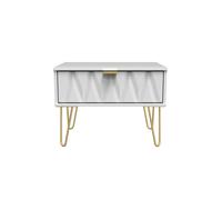 Diamond Ready Assembled Matt White 1 Drawer Small Side Table (H)410mm (W)575mm (D)395mm