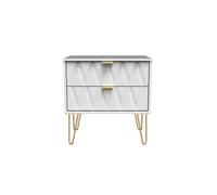 Diamond Ready Assembled Matt White 2 Drawer Bedside Chest (H)525mm (W)570mm (D)395mm
