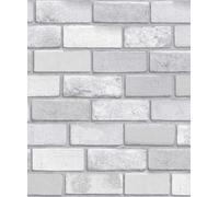 Arthouse Metallic Brick Silver Wallpaper - Bring an Exposed Wall Illusion to Any Room - On-Trend Contemporary Loft Look - Versatile Design Finished with Silver Metallic Highlights - 669401