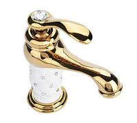 Diamond Single Handle Bathroom Sink Faucet, Solid Brass Basin Mixer Tap, Hot&Cold Water Tap for Kitchen Home(Golden)