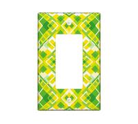 Diamond Single Rocker Light Switch Cover, Geometric Contemporary Square Triangle Spring Green Plastic Standard Size Decorative Wall Plates for New Apartment Home Bedroom Office Decor