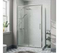 Diamond Sliding Shower Enclosure 1400 x 760mm with Raised Tray and Waste - 8mm