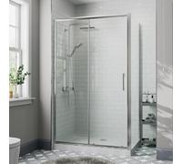 Diamond Sliding Shower Enclosure 1400 x 900mm with Raised Non Slip Tray and Waste - 8mm