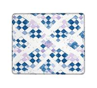 Diamond Small Mouse Pad, Modern Abstract Square Watercolor None Blue Square Rubber Smooth Aesthetic Desk Mousepads Desk Accessories for Gaming Computer Laptop 8x10 Inch
