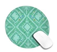 Diamond Small Mouse Pad, Nature Botanical Flower Leaf Spring Green Round Rubber Non Slip Stitched Edge Cloth Mousepad Desk Decor for Office Home Dorm Laptop Round 8x8 Inch