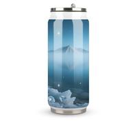 Diamond Snow Mountain Reflections Printed Stainless Steel Thermos Cup with Lid and Straw Suitable for Use in The Car Traveling Fitness Outdoor Activities Cafes Offices Home Use Etc