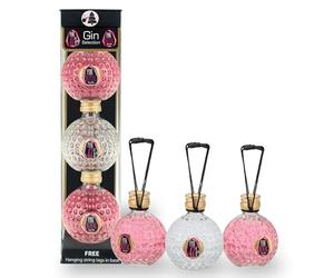 Diamond Spirits Set Of 3 Gin Filled Christmas Baubles. Pink Royal 40% ABV & Pink 47 Gin Miniatures 47% ABV. Hanging Mini Gin Bottles, London Dry Gin & Pink Gin Gift Set.
