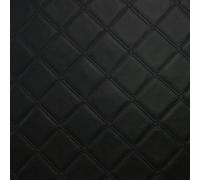 Diamond Square Stitch Black Faux Leather Leatherette Upholstery Fabric for Car, Boat, Camper Fire Retardant Vinyl 54" - Sold by The Metre