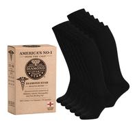 Diamond Star 12 Pairs Diabetic Knee High Socks, Over The Calf Non-Binding Cotton Socks for Men, Comfortable Fit, Men's Shoe