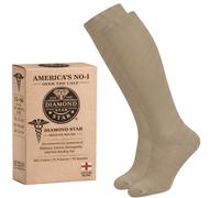 Diamond Star 2 Pairs Diabetic Knee High Socks for Men - Over the Calf Cotton Socks, Non-Binding Comfortable Fit - Men's Shoe (US, Alpha, X-Large, Regular, Regular, 2 Pairs Khaki)