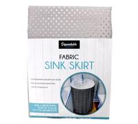 Diamond Stitch Fabric Bathroom Sink Skirt Utility Sink Waterproof Fits Standard Size Sinks Adds Bathroom Storage (Silver-Gray) Large