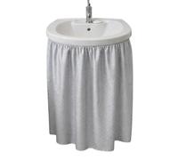 Diamond Stitch Fabric Bathroom Sink Skirt Utility Sink Waterproof Fits Standard Size Sinks Adds Bathroom Storage (Silver-Gray) Large