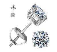 Diamond Stud Earrings - Ct Lab Grown Stones, Sterling Silver Prong Setting, Color Clarity Sparķle Jewelry | Elegant Ĥypöallergenic Gift Solution Suitable Women Daily Wear Ethical Gemstone Alternative