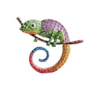Diamond studded colorful chameleon brooch, animal lizard brooch, chest flower accessory, men's and women's brooch jewelry