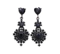 Diamond-studded heart-shaped earrings with a retro and luxurious style, exuding an elegant and sophisticated vibe