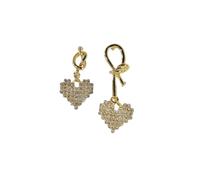Diamond-studded heart-shaped irregular metal stud earrings