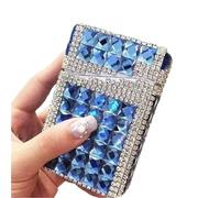 Diamond-studded high-end cigarette case, pressure-proof and moisture-proof, with strong sealing, suitable for outdoor activities and parties(Blue)