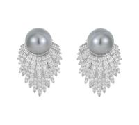 Diamond - Studded Leaf Pearl Earrings, Modify Facial Contours, Exquisite And Gorgeous, Suitable For Women's Social And Special Occasions