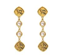 Diamond-studded lion-shaped geometric earrings, featuring a retro and niche style, and are high-end ear accessories