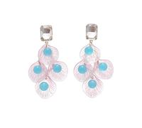Diamond-studded square resin shell petal fringed earrings - high-end ear ornaments