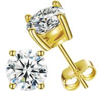 Diamond Studs Earrings Women, 925 Sterling Silver, 10MM, Flat Back, D Color VVS1 Moissanite Stones, White Gold Mens Earrings- Anniversary, Birthday Gifts For Her/Him