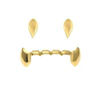 Diamond Teeth Grillz for Men Women, Hip Hop bucktooth Silver Gold Grills for your teeth Top and Bottom, Rapper Costume Mouth Grillz with Silicone Molding Bars, One Size, brass, No Gemstone