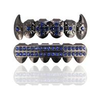 Diamond Teeth Grillz for Men Women, Hip Hop Silver Gold Grills for your teeth Top and Bottom, Rapper Costume Mouth Grillz with Silicone Molding Bars, One Size, brass, No Gemstone