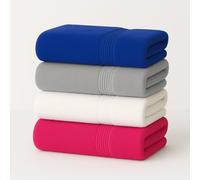 Diamond Tex 4 Pack Cotton Face Cloth Set 30 x 30 cm Flannel Washcloth Towels Extra Absorbent & Quick Dry Hotel Gym, Golf, Spa (Blue, Grey, White, Pink)
