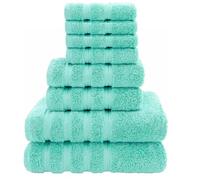 Diamond Tex 8 Pcs Towel Bale Set Premium 100% Egyptian Cotton Face Hand Bath Towel Set Super Soft 600-GSM Quick Dry & Absorbent Towels For Multipurpose Use (Aqua/Mint, Cotton)