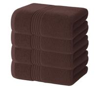 Diamond Tex Bath Towels Large with Hanging Loop (4Pcs, 80 x 140cm) - Luxury 100% Egyptian Cotton Ring Spun 600 GSM Thick Bathroom Towel Set - Quick Dry, Hotel Quality Gym Spa Shower (Brown)
