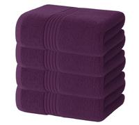 Diamond Tex Bath Towels Large with Hanging Loop (4Pcs, 80 x 140cm) - Luxury 100% Egyptian Cotton Ring Spun 600 GSM Thick Bathroom Towel Set - Quick Dry, Hotel Quality Gym Spa Shower (Purple)