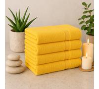 Diamond Tex Egyptian Cotton Towels - Super Soft Luxury Bath Towels Large - 500 GSM Lint Free Fast Drying Towel for Gym Salon, Spa & Hotel Quality - Yellow, 80 x 140 cm Pack of 2