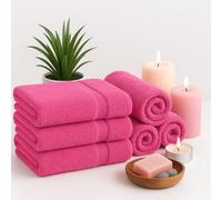 Diamond Tex Egyptian Multicolour Towels - Super Soft Luxury Bath Towels Large - 600 GSM Lint Free Fast Drying Towel for Gym Salon, Spa & Hotel Quality (1, Pink)