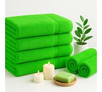 Diamond Tex Egyptian Multicolour Towels - Super Soft Luxury Bath Towels Large - 600 GSM Lint Free Fast Drying Towel for Gym Salon, Spa & Hotel Quality (1, Hot Green)