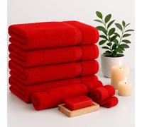 Diamond Tex Egyptian Multicolour Towels - Super Soft Luxury Bath Towels Large - 600 GSM Lint Free Fast Drying Towel for Gym Salon, Spa & Hotel Quality (2, Hot Red)