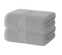 Diamond Tex Extra Large Bath Sheet 80 x 140 cm, 600 GSM 100% Egyptian Cotton, Soft & Absorbent Luxury Bath Towel, Jumbo Size for Home, Spa & Hotel, Silver, 2