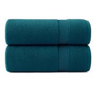 Diamond Tex Extra Large Jumbo Bath Sheet (2-Pack) - 100% Cotton Ring Spun 600 GSM Quick Dry Towel with Hanging Loop - Super absorbent Large Bathroom Sheets (100 x 200 cm, Blue Lagoon)