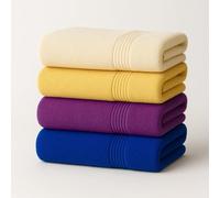 Diamond Tex Face Towel with Hanging Loop - 4 Pack Cotton Cloth Set 30 x 30 cm Flannel Washcloth Towels Extra Absorbent & Quick Dry Hotel Gym, Golf, Spa (Cream Yellow Purple Royal Blue)