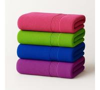 Diamond Tex Large Bath Towel Set with Hanging Loop 80 x 140 cm, 600 GSM Pack of 4|100% Egyptian Cotton Ring Spun Quick Dry Bath Sheets Bathroom Towels (Pink Green Royal Blue Purple)