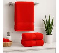 Diamond Tex Large Bath Towel with Hanging Loop - 100% Ring Spun Cotton 600 GSM Quick Dry Towel - Super absorbent Bath Sheets Bathroom Towels ((1-Pack) 80 x 140 cm, Red)